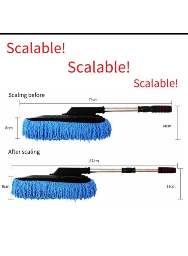 منفضة غبار للسيارة من الألياف الدقيقة بمقبض قابل للتمديد – فرشاة تنظيف متعددة الاستخدامات للداخل والخارج، خالية من الخدوش والوبر، ممسحة غبار كبيرة مع عصا تلسكوبية من الستانلس ستيل للسيارة والمنزل والمكتب - Image 3